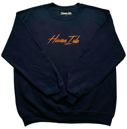 Crystal Script Crewneck - Navy/Holographic Red